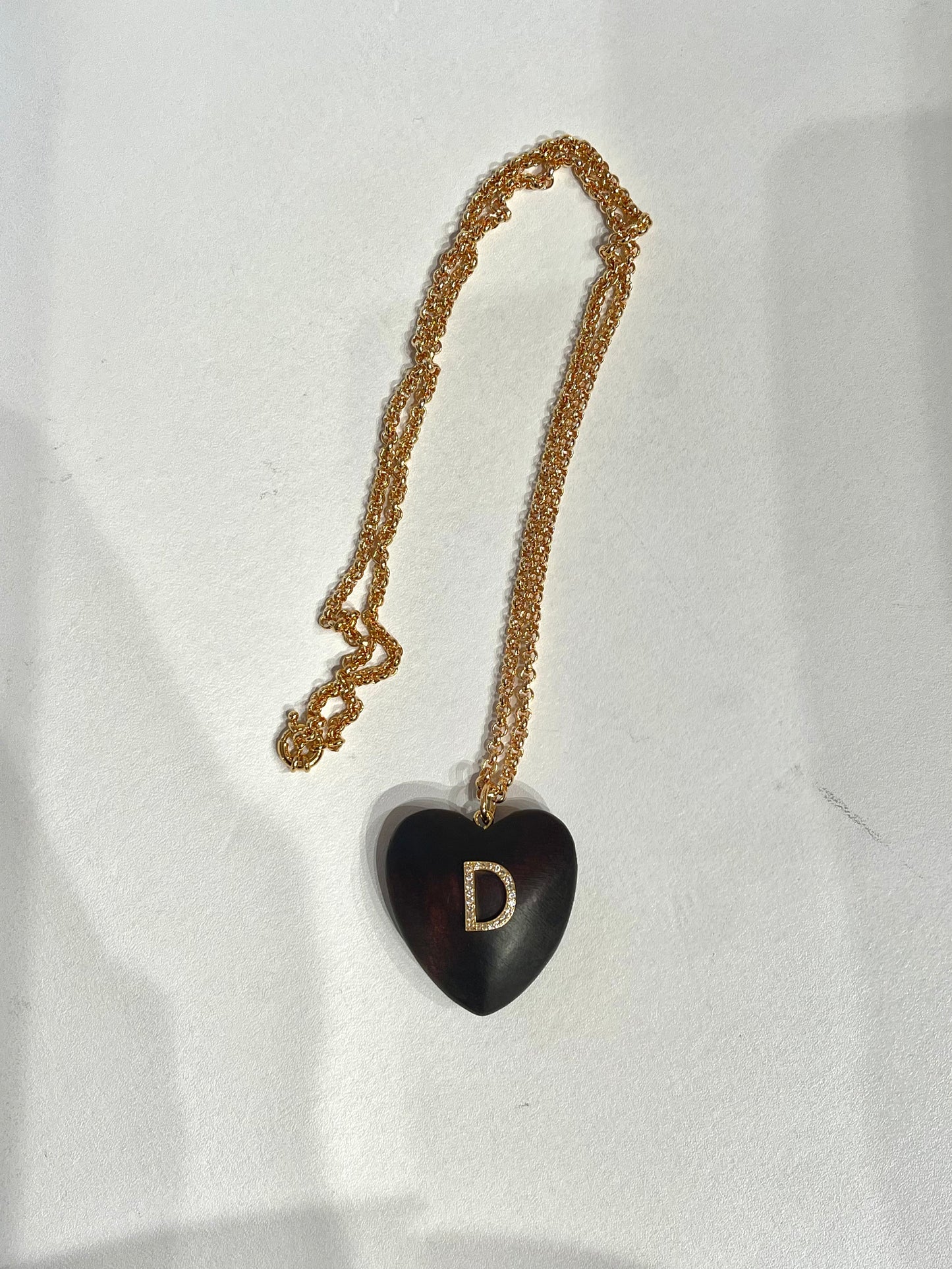 Initial heart and gold chain