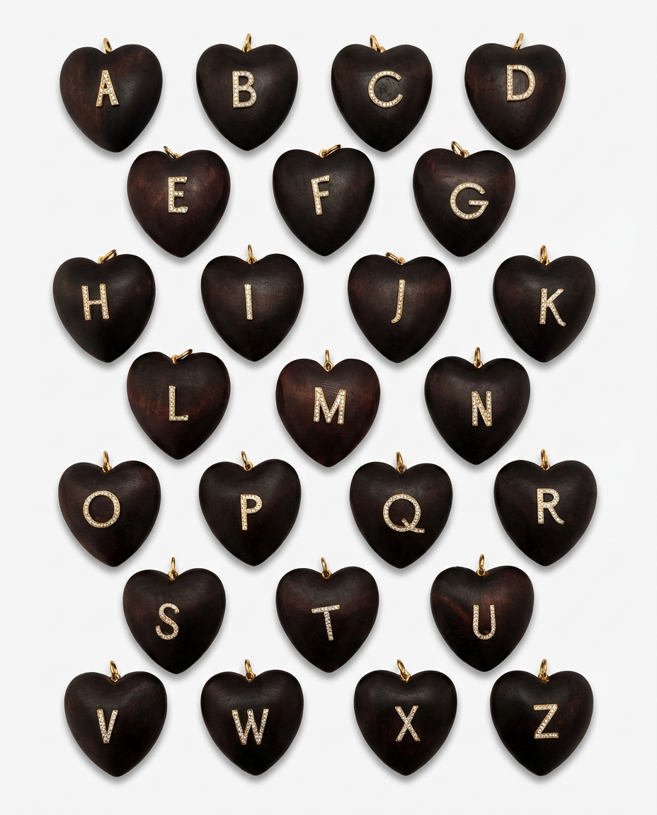 Initial Heart Coral and Bead