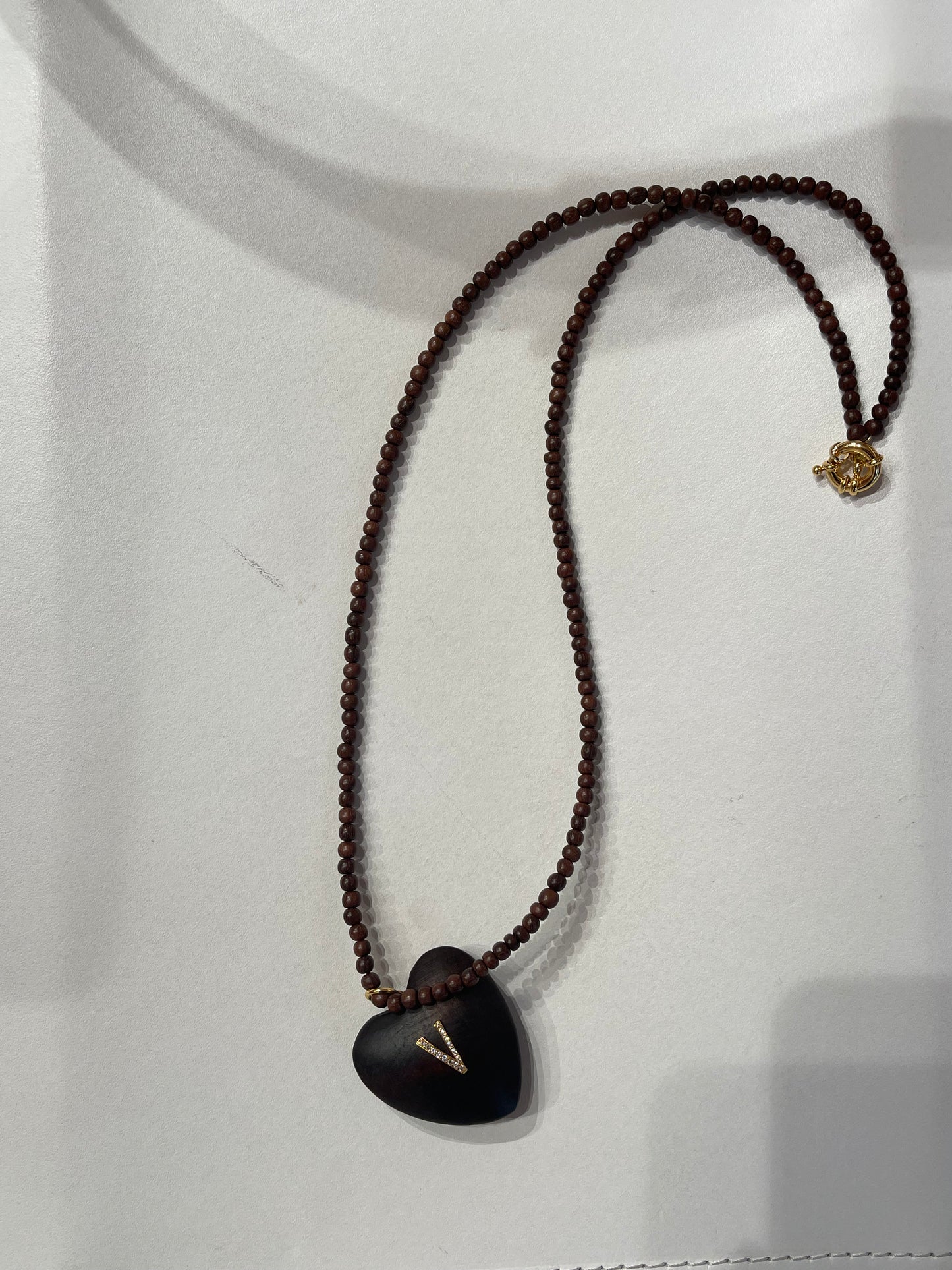 Initial heart and Small brown Beads