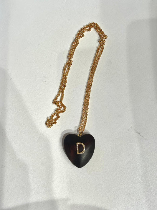 Initial heart and gold chain