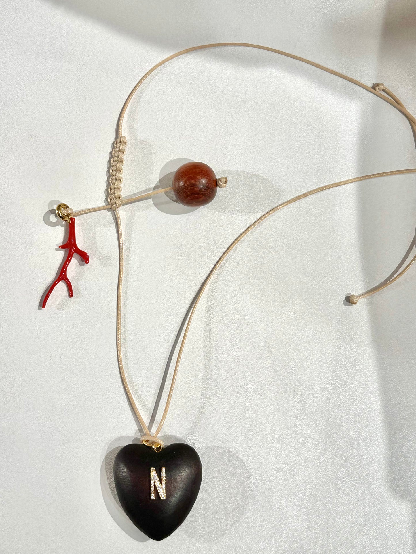 Initial Heart Coral and Bead