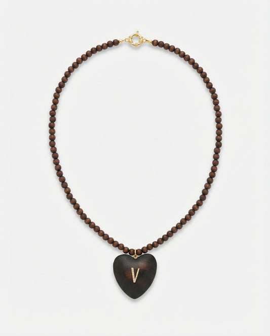 Initial heart and Small brown Beads